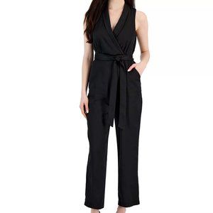 TAYLOR Women's V-Neck Tie-Waist Scuba Crepe Jumpsuit